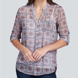 Jasmine Printed Button Up in Champagne Tile